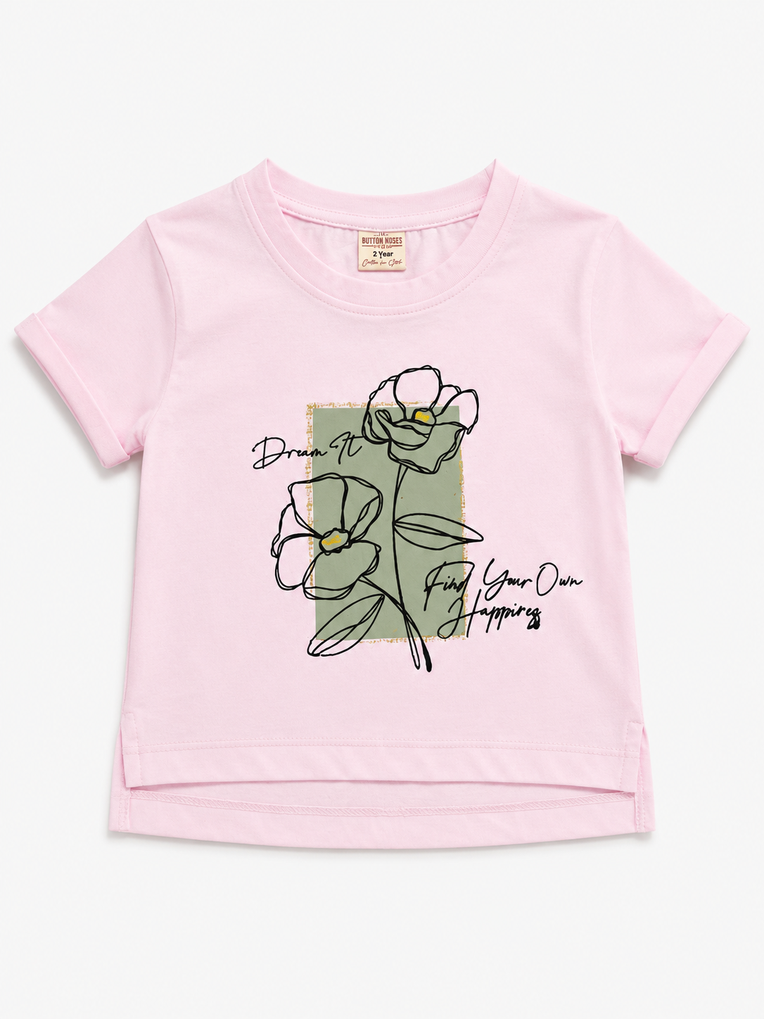 Girls Baby Pink Soft Cotton T-Shirt Casual Fashion Kids Wear BloomUp