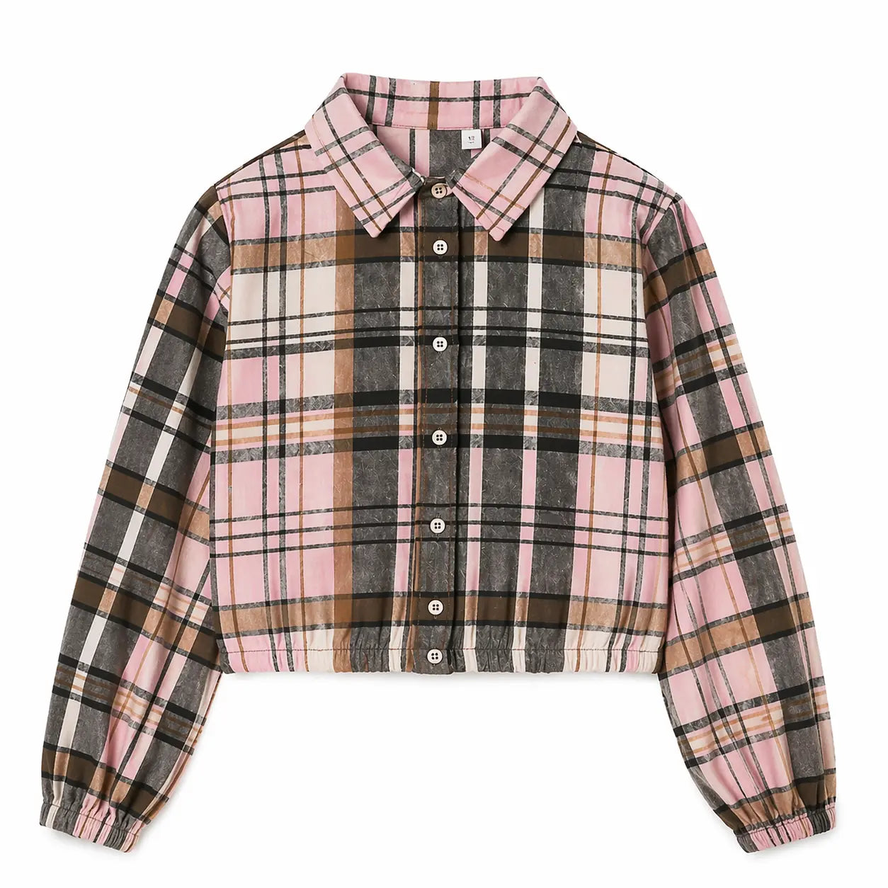 Brown Checked Kids Shirt – Soft Cotton Stylish Casual Wear for Girls BloomUp
