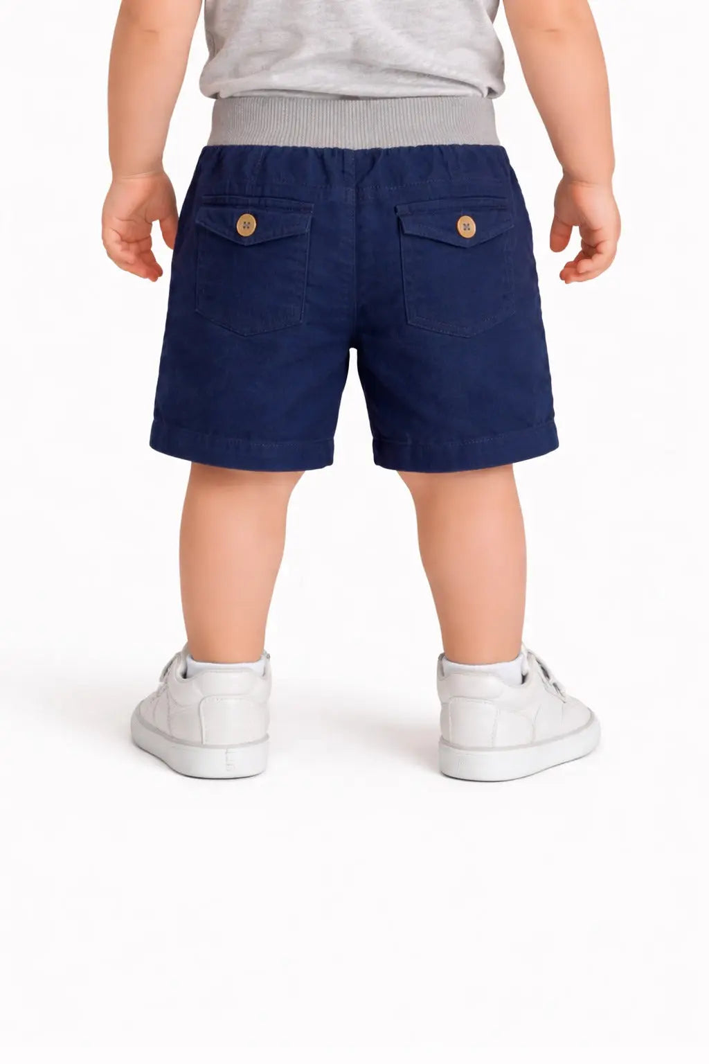 Kids Navy Blue Cargo Shorts with Drawstring Waist BloomUp