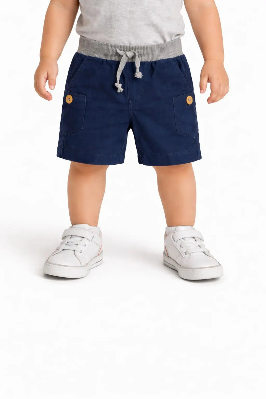 Kids Navy Blue Cargo Shorts with Drawstring Waist BloomUp