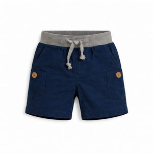 Kids Navy Blue Cargo Shorts with Drawstring Waist BloomUp
