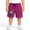 Kids Purple Cargo Shorts with Graphic Print