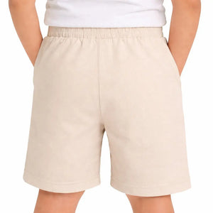 Kids Beige Moto Print Cargo Shorts with Drawstring Waist BloomUp