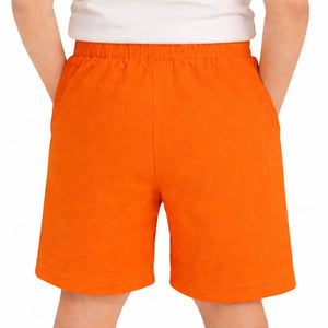 Kids Orange Moto Print Cargo Shorts with Drawstring Waist BloomUp