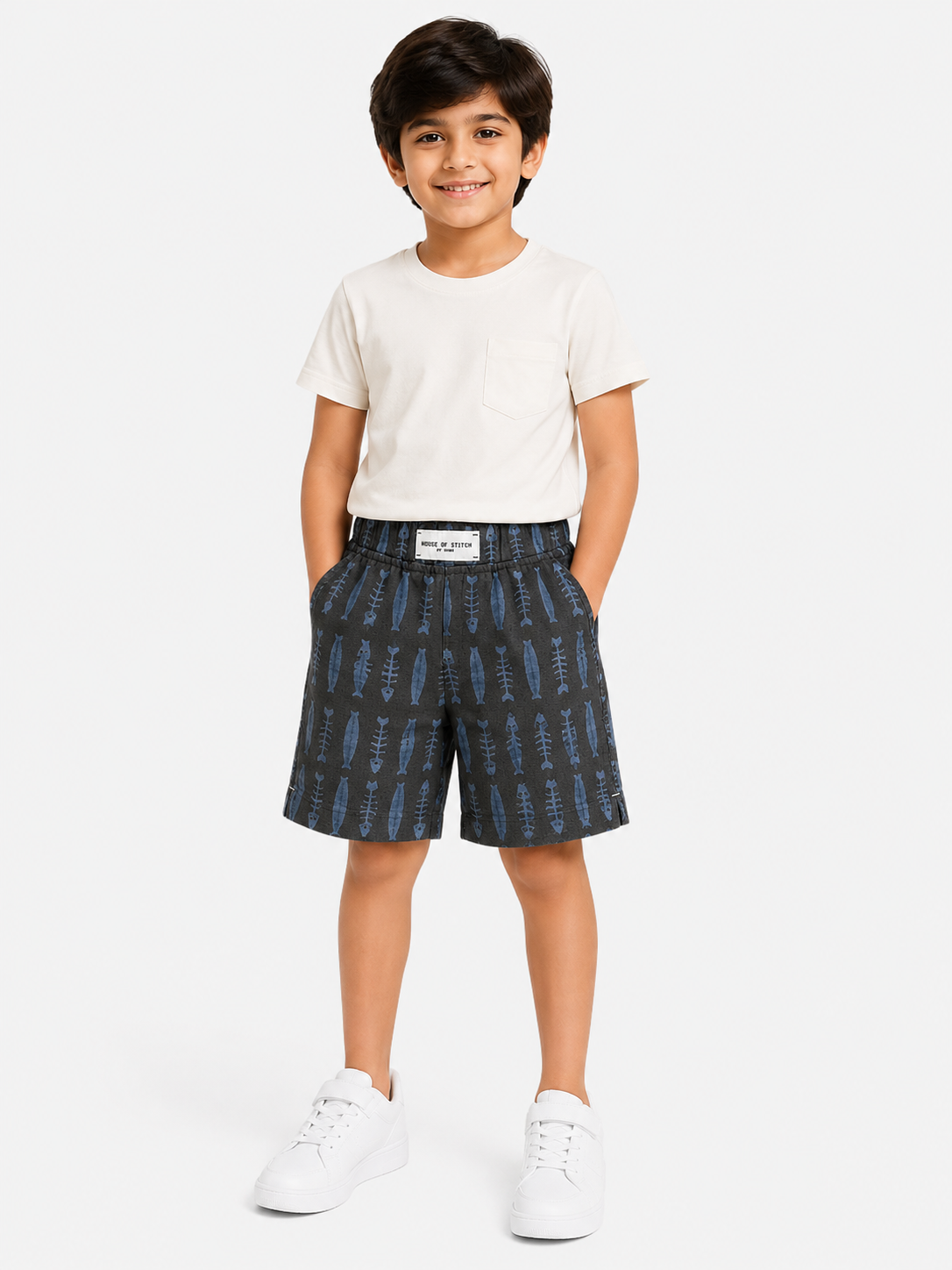 Boys Navy Checkered Pull On Soft Cotton Bottom Wear BloomUp