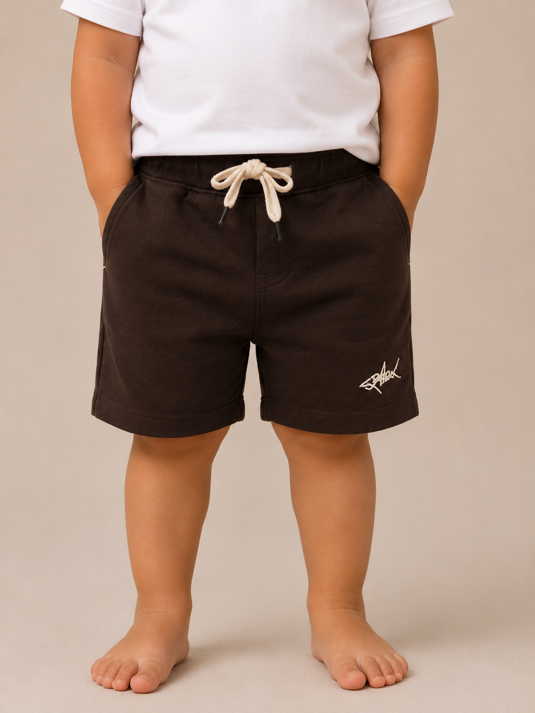 Chocolate Brown Drawstring Shorts for Boys – Soft Cotton Blend Casual Summer Shorts BloomUp