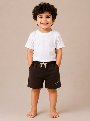 Chocolate Brown Drawstring Shorts for Boys – Soft Cotton Blend Casual Summer Shorts BloomUp