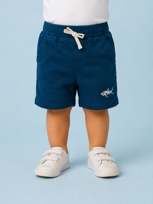 Navy Blue Drawstring Shorts for Boys – Soft Cotton Blend Casual Summer Shorts BloomUp