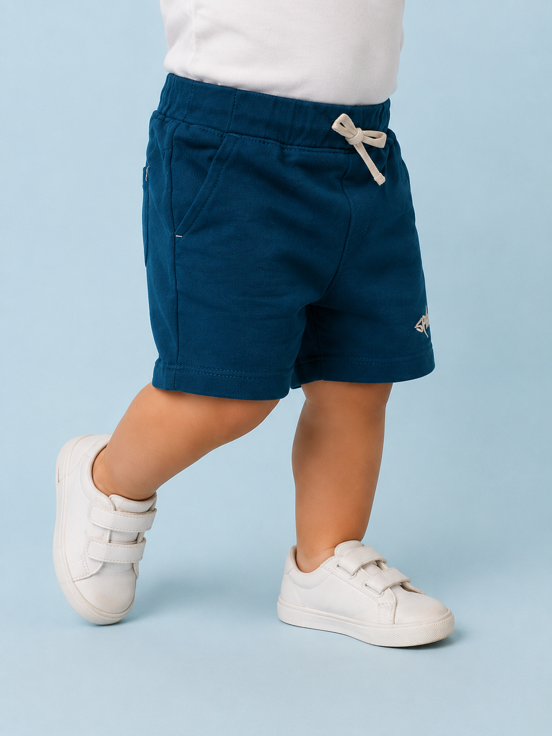 Navy Blue Drawstring Shorts for Boys – Soft Cotton Blend Casual Summer Shorts BloomUp