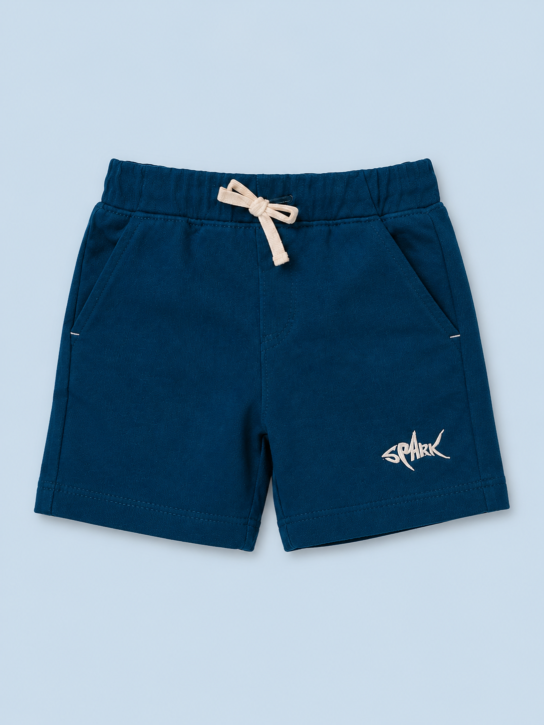 Navy Blue Drawstring Shorts for Boys – Soft Cotton Blend Casual Summer Shorts BloomUp