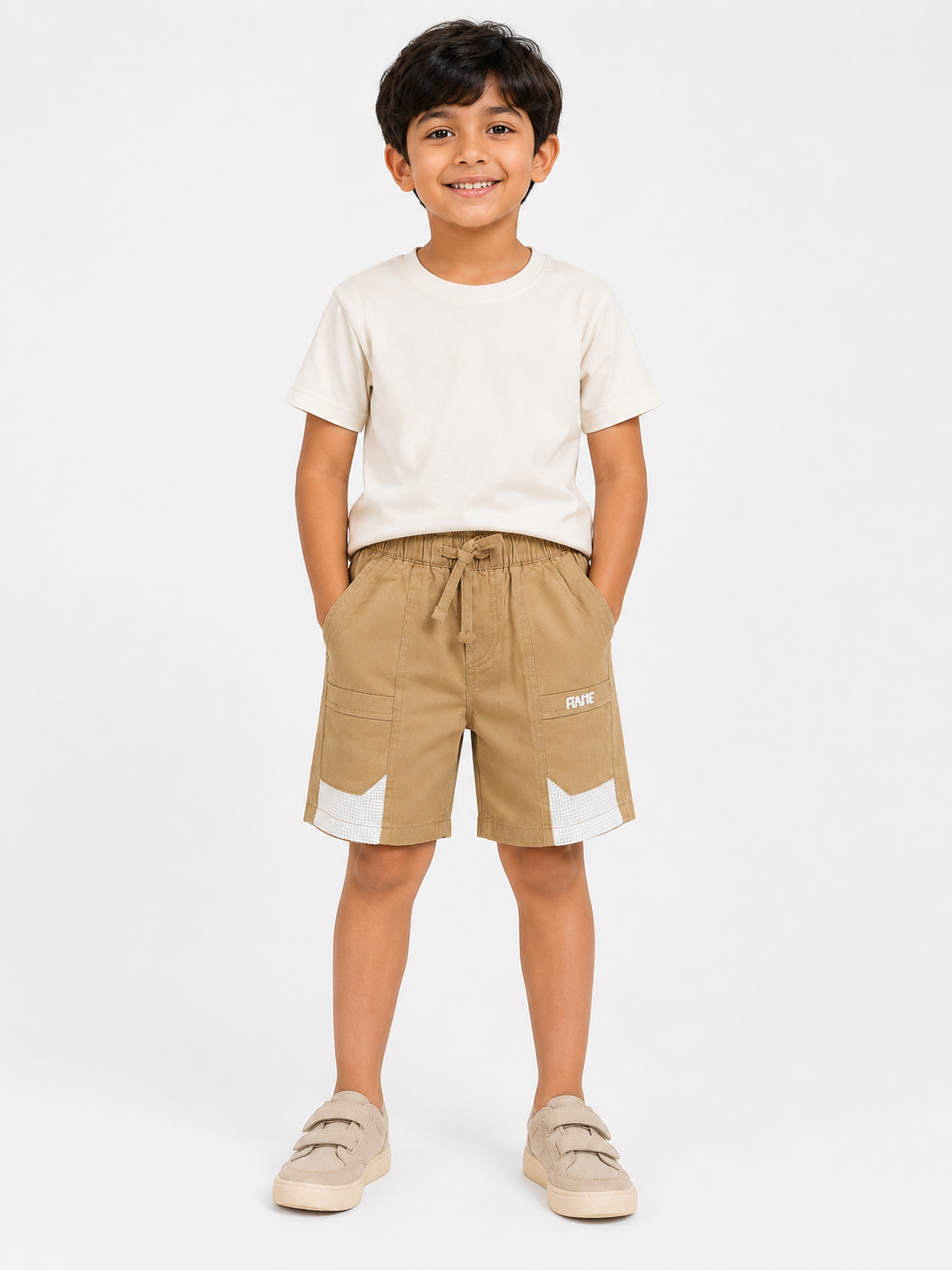 Boys Khaki Cargo Style Shorts Soft Cotton Bottom Wear BloomUp