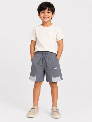 Boys Grey Cargo Style Shorts Soft Cotton Bottom Wear BloomUp