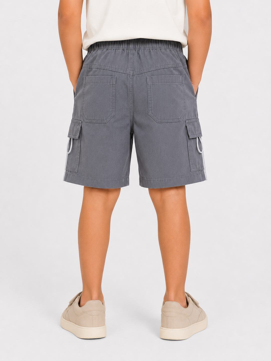 Boys Grey Cargo Style Shorts Soft Cotton Bottom Wear BloomUp