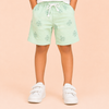 Mint Green Printed Knitted Shorts for Boys – Soft Cotton Summer Wear