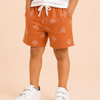 Rust Printed Knitted Shorts for Boys – Soft Cotton Summer Wear