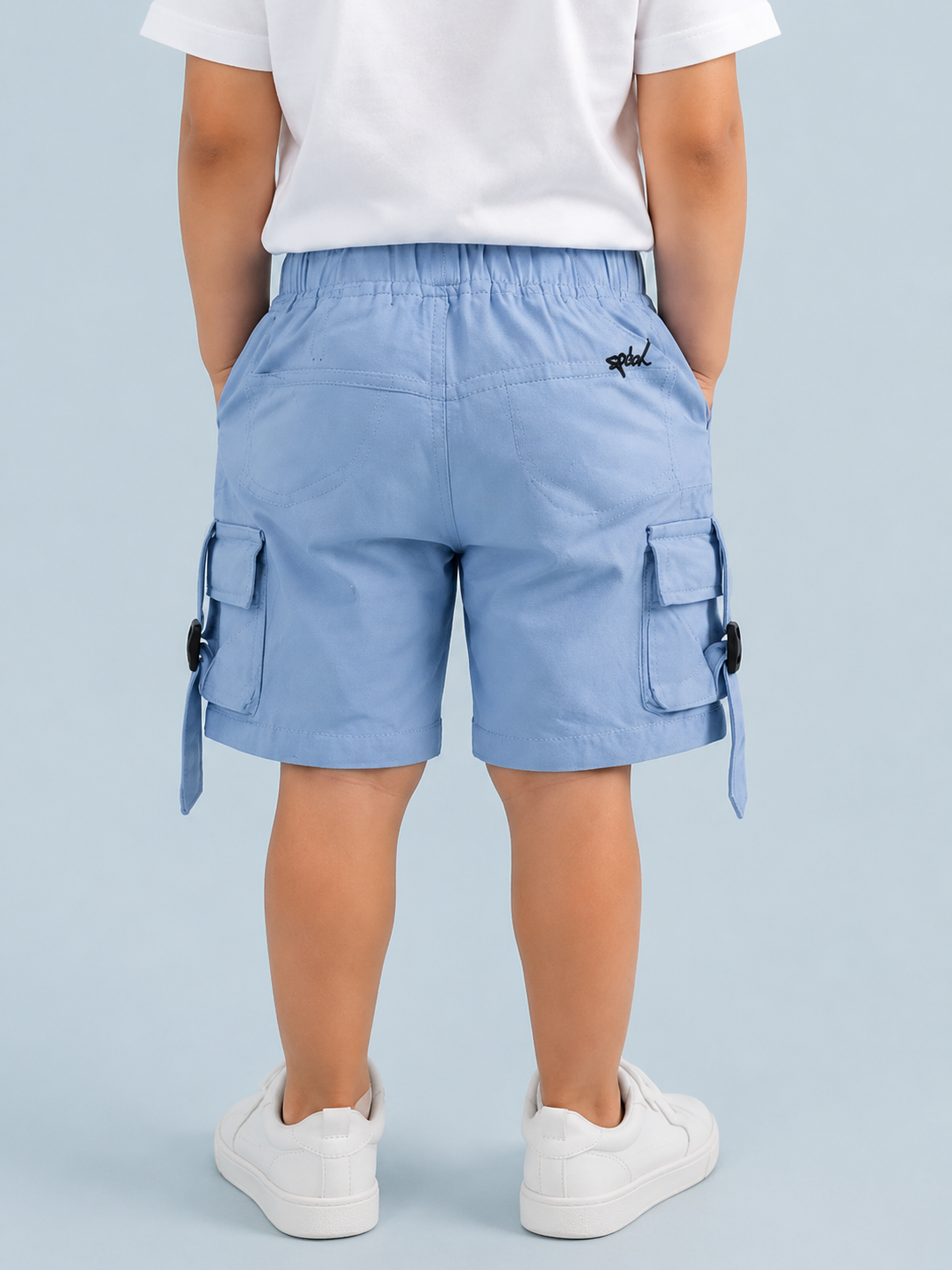 Sky Blue Cargo Shorts for Boys – Multi-Pocket Cotton Casual Summer Shorts BloomUp