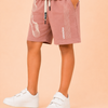 Dust Peach Universe Graphic Knitted Shorts for Boys – Soft Cotton Summer Wear