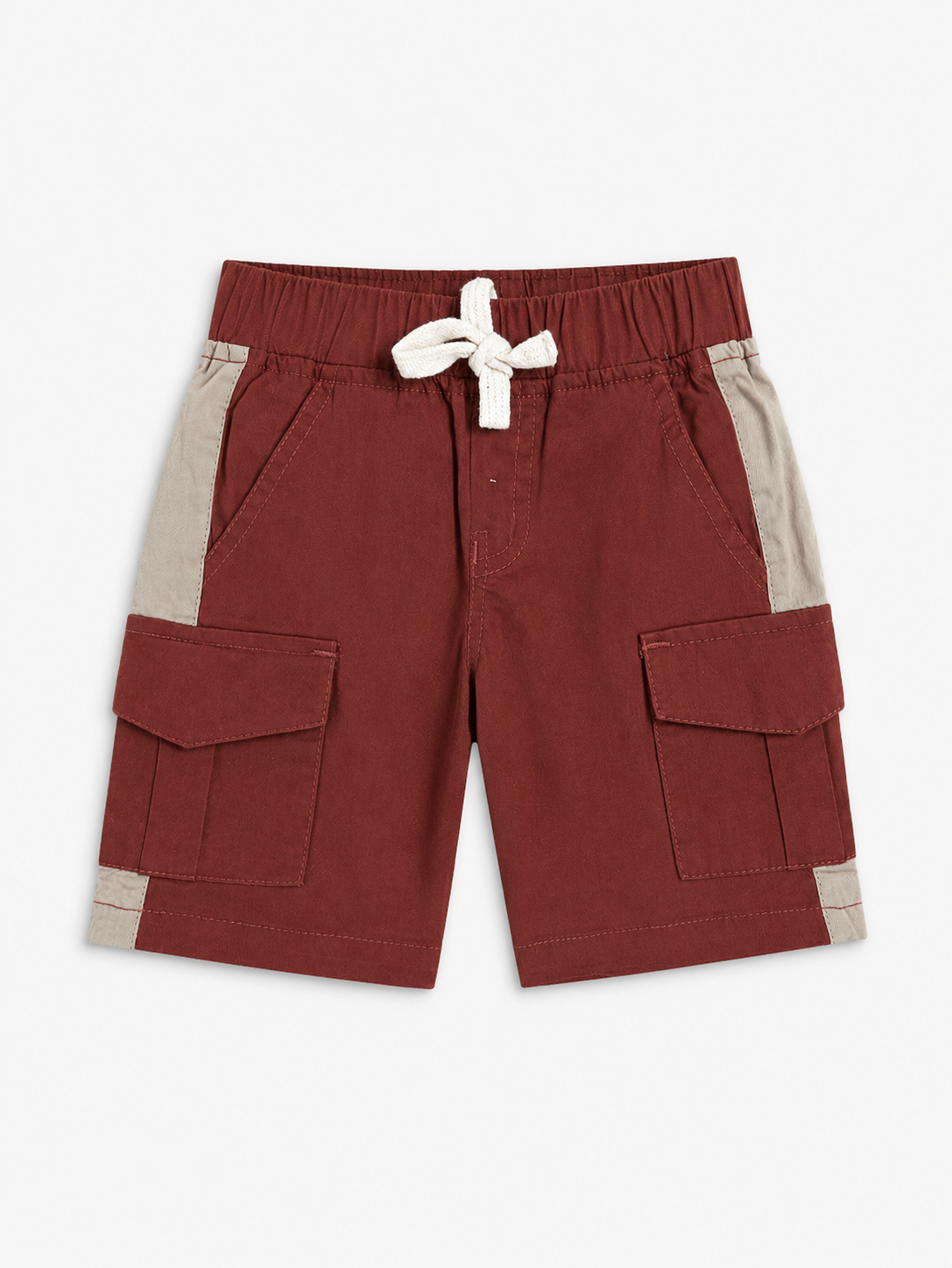 Boys Burgundy Cargo Shorts With Soft Cotton Bottom Wear BloomUp