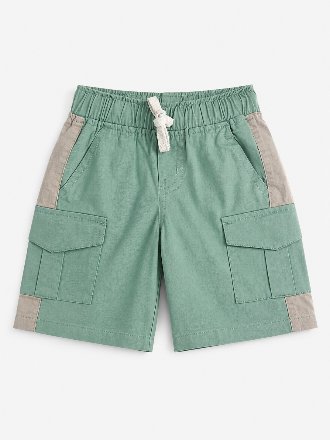 Boys Mint Green Cargo Shorts Soft Cotton Bottom Wear BloomUp