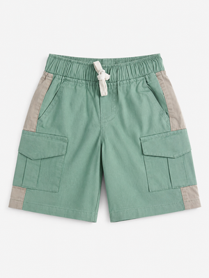 Boys Mint Green Cargo Shorts Soft Cotton Bottom Wear BloomUp