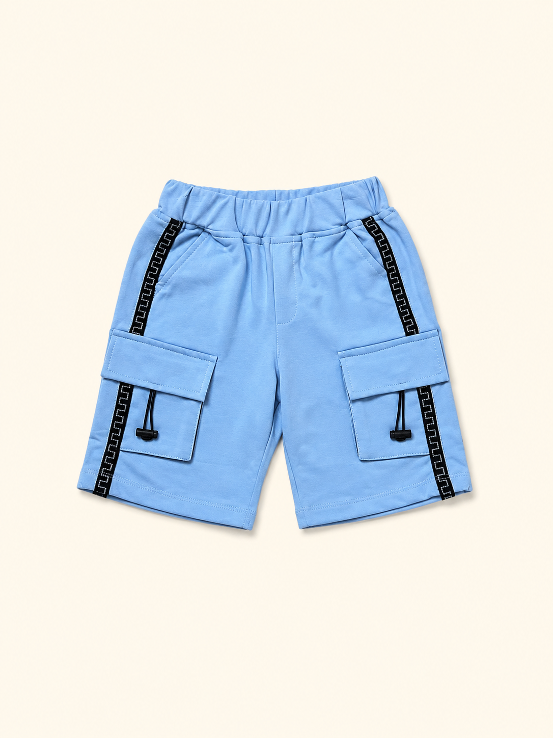 Sky Blue Utility Cargo Shorts for Boys – Multi-Pocket Cotton Blend Summer Shorts BloomUp