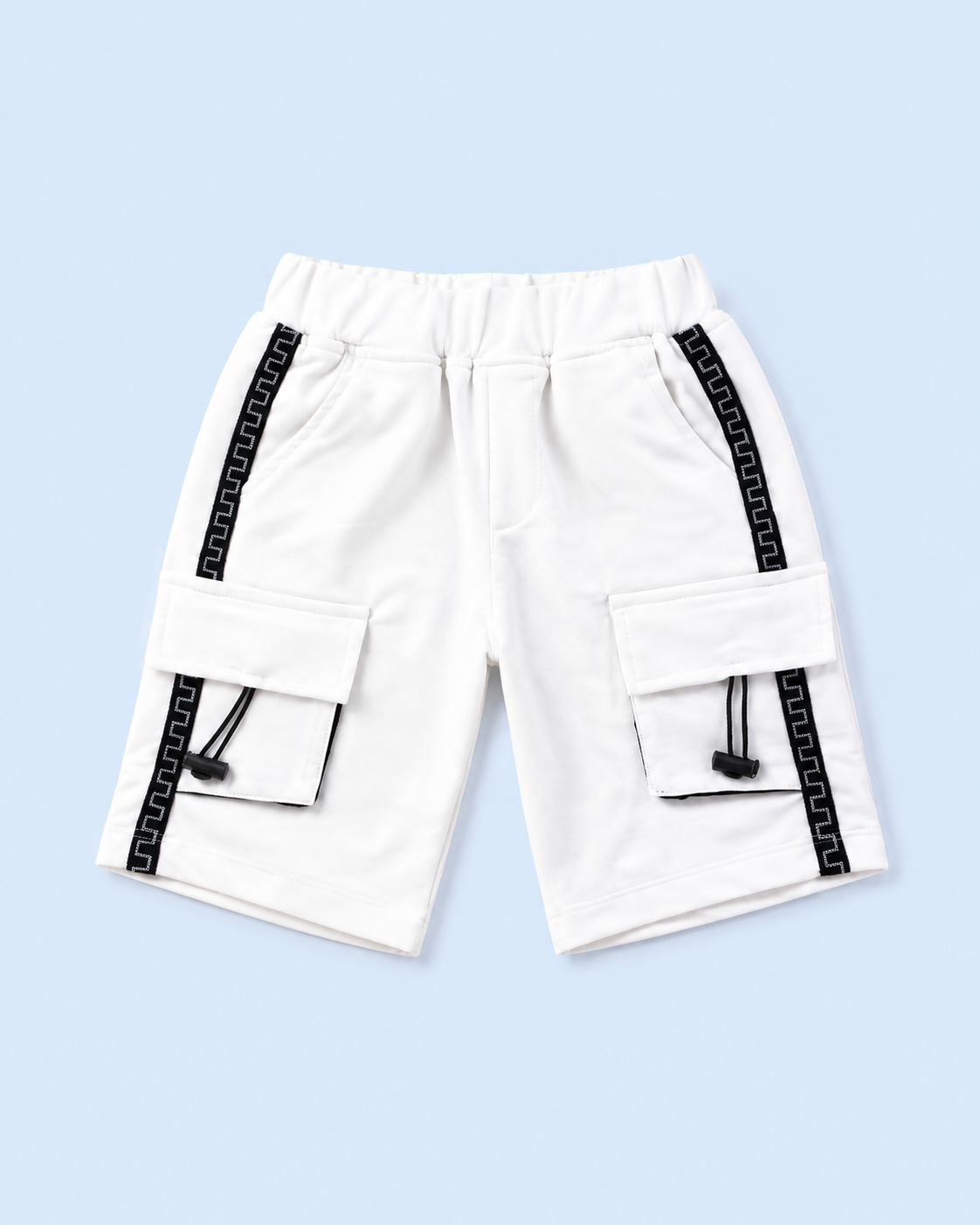 White Utility Cargo Shorts for Boys – Multi-Pocket Cotton Blend Summer Shorts BloomUp