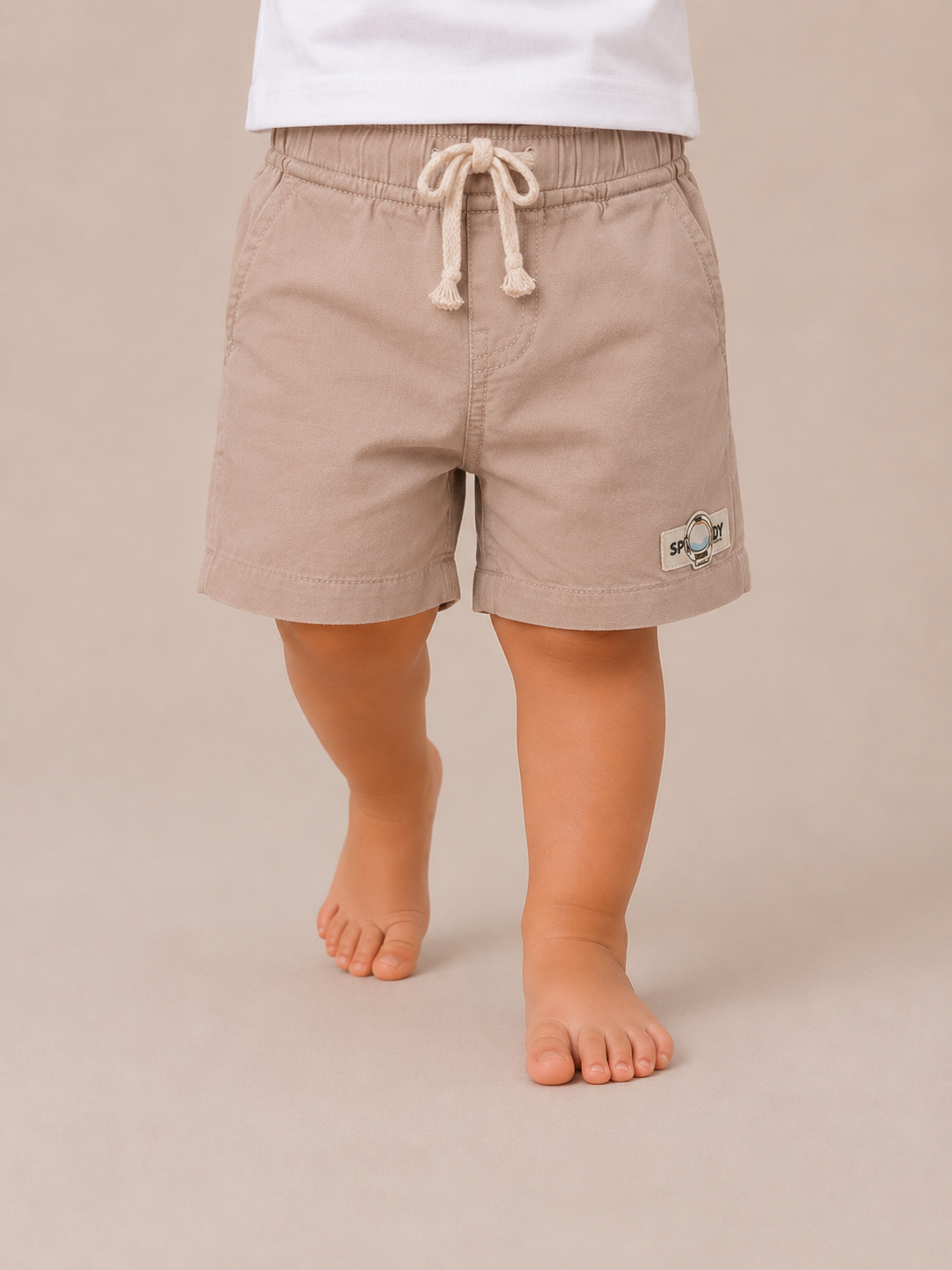 Beige Drawstring Shorts for Boys – Soft Cotton Casual Summer Shorts BloomUp