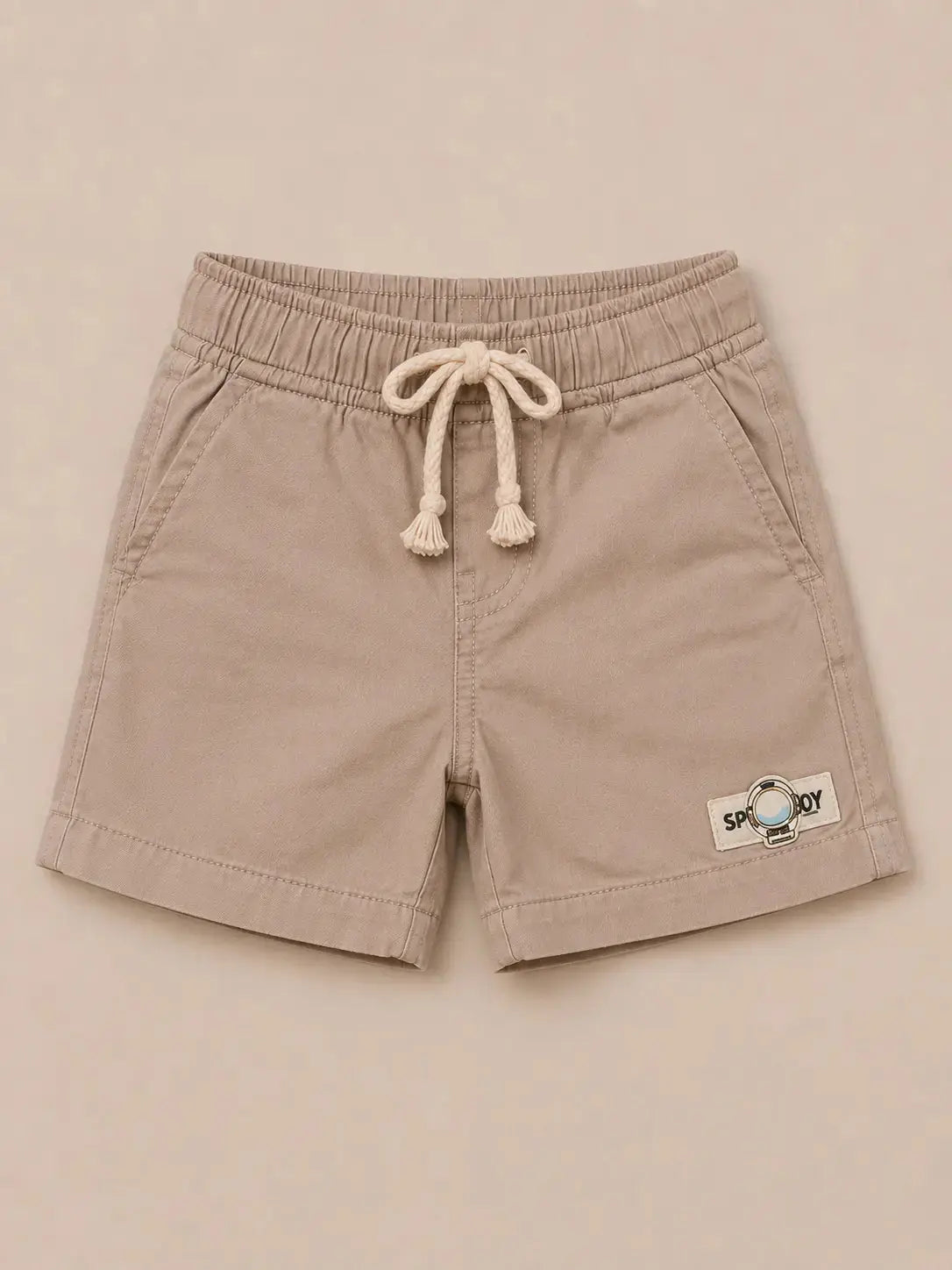 BloomUp Beige Drawstring Shorts for Boys – Soft Cotton Casual Summer Shorts