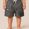 Dark Grey Utility Cargo Shorts for Boys – Multi-Pocket Zip Detail Casual Shorts
