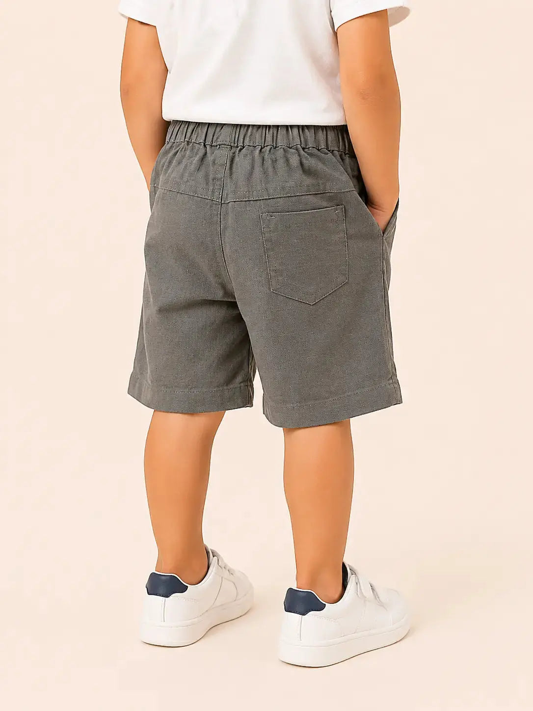 BloomUp Charcoal Grey Utility Cargo Shorts for Boys – Multi-Pocket Cotton Summer Shorts