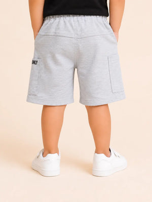 BloomUp Light Grey Cargo Shorts for Boys – Soft Cotton Utility Summer Shorts