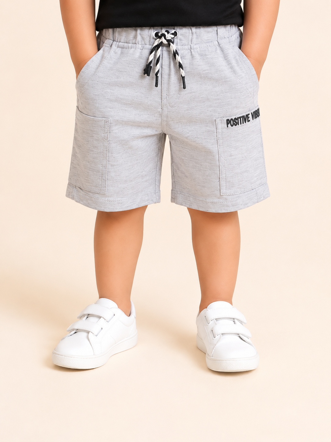Light Grey Cargo Shorts for Boys – Soft Cotton Utility Summer Shorts BloomUp