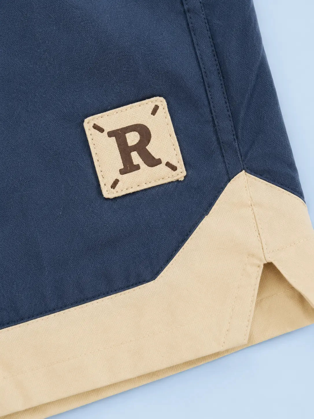 BloomUp Navy Blue Contrast Panel Shorts for Boys – Soft Cotton Casual Summer Shorts