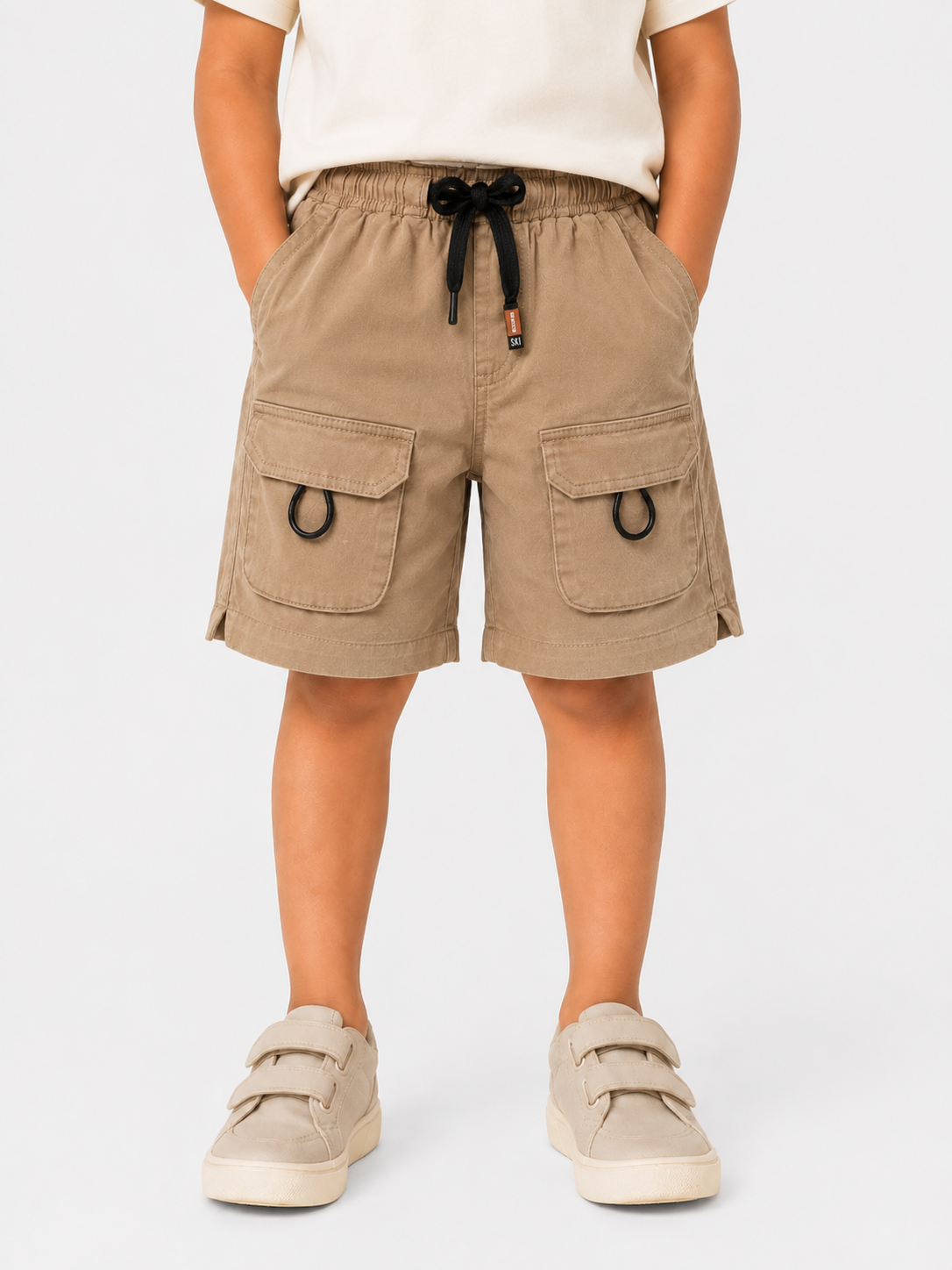 Boys Tan Cargo Shorts With Soft Cotton Bottom Wear BloomUp