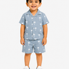 Grey Palm Print Boys Co-Ord Set – Soft Cotton Summer Wear for Kids