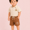 Beige Tropical Boys Outfit Set – Soft Cotton Summer Wear for Kids