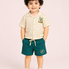 Beige Tropical Boys Outfit Set – Soft Cotton Summer Wear for Kids