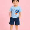Sky Blue Panda Print Boys Outfit Set – Soft Cotton Summer Wear for Kids