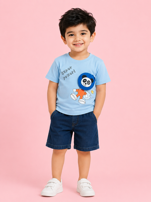 Sky Blue Premium Casual Boys Soft Cotton Clothing Set BloomUp