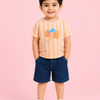 Peach Elephant Print Boys Outfit Set – Soft Cotton Summer Wear for Kids