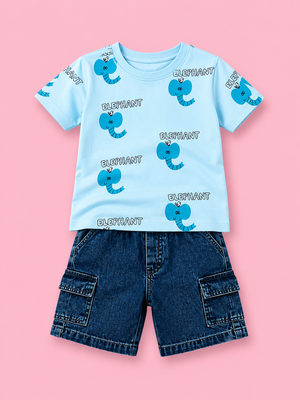 Stylish Sky Blue Premium Casual Boys Soft Cotton Clothing Set BloomUp