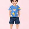 Blue Animal Print Boys Outfit Set – Soft Cotton Summer Wear for Kids