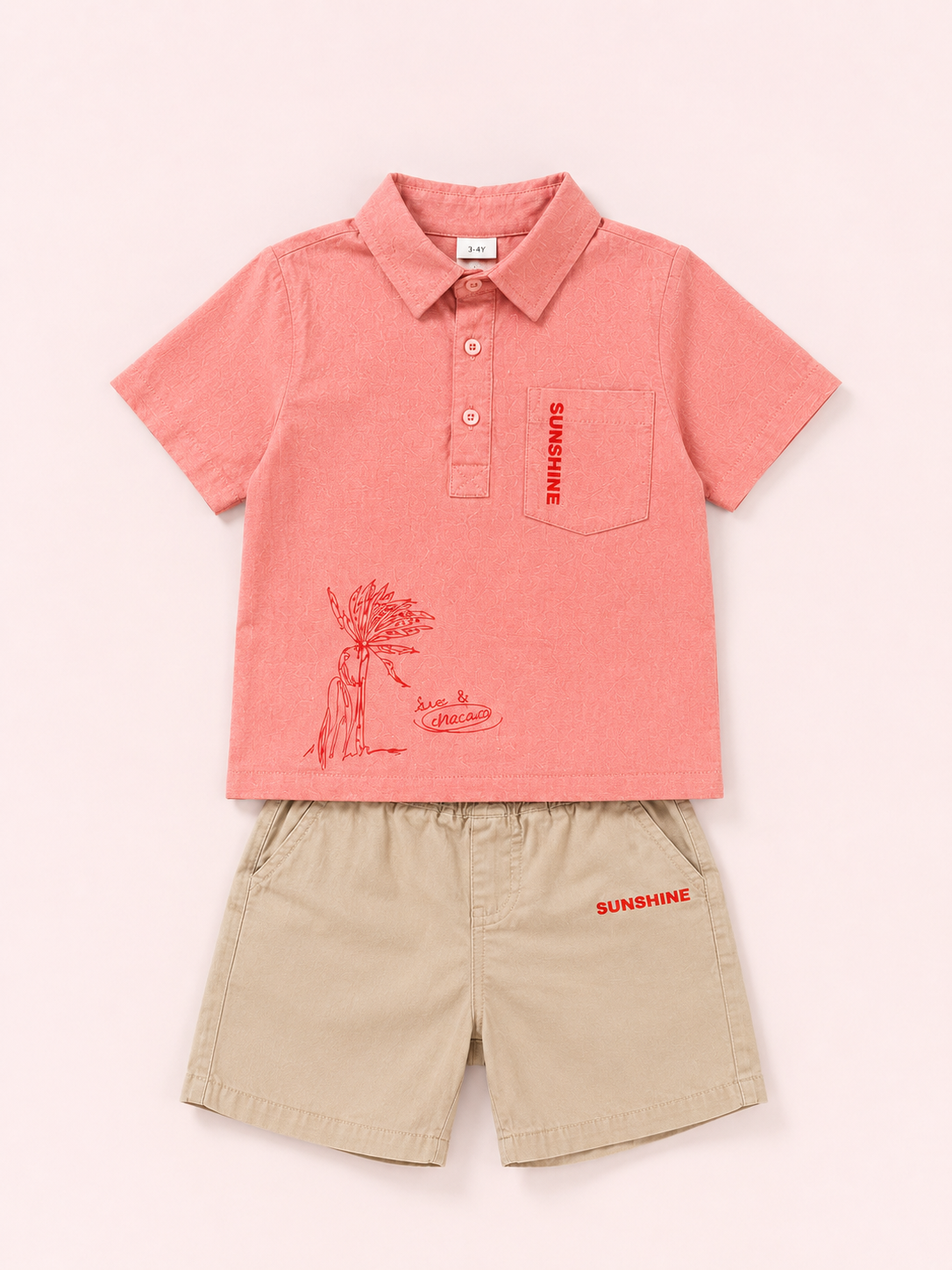 Stylish Peach Comfort Fit Boys  Soft Cotton Clothing Set BloomUp