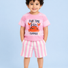 Candy Pink Printed Boys Co-Ord Set – Soft Cotton Summer Wear for Kids
