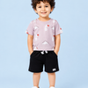 Lavender Printed T-Shirt & Black Shorts Set for Boys