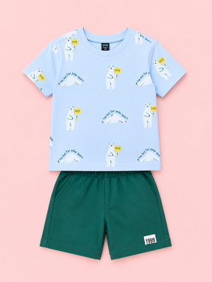 Green Stylish Playwear Boys  Soft Cotton Clothing Set BloomUp