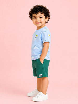 Green Stylish Playwear Boys  Soft Cotton Clothing Set BloomUp