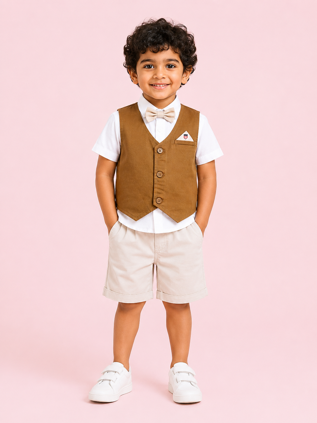 Khaki Trendy Daily Wear Boys Soft Cotton Clothing Set BloomUp