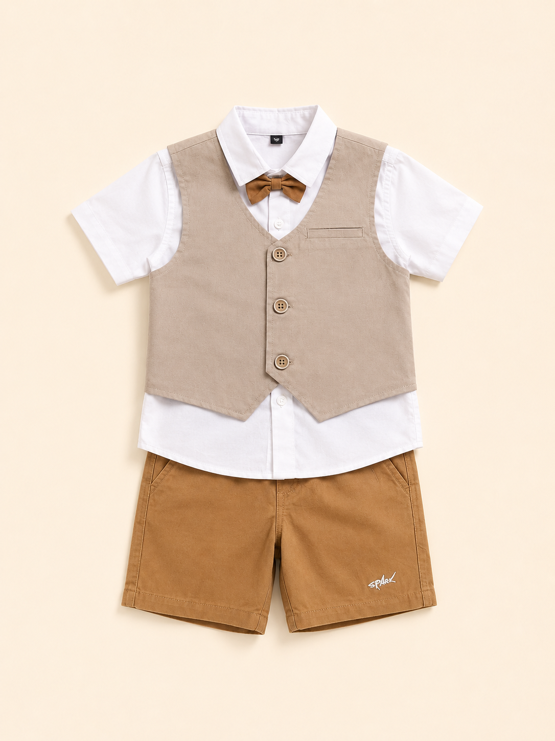 Khaki Stylish Playwear Boys  Soft Cotton Clothing Set BloomUp