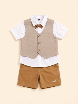 Khaki Stylish Playwear Boys  Soft Cotton Clothing Set BloomUp